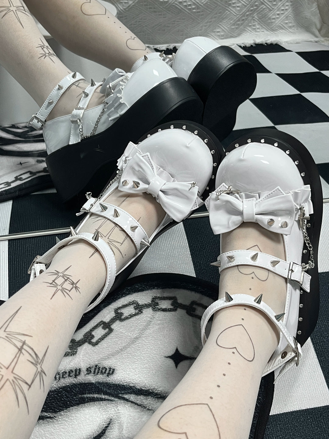 Y2K Shoes Punk Gyaru Fashion Platform Shoes Round-toe 38260:593536