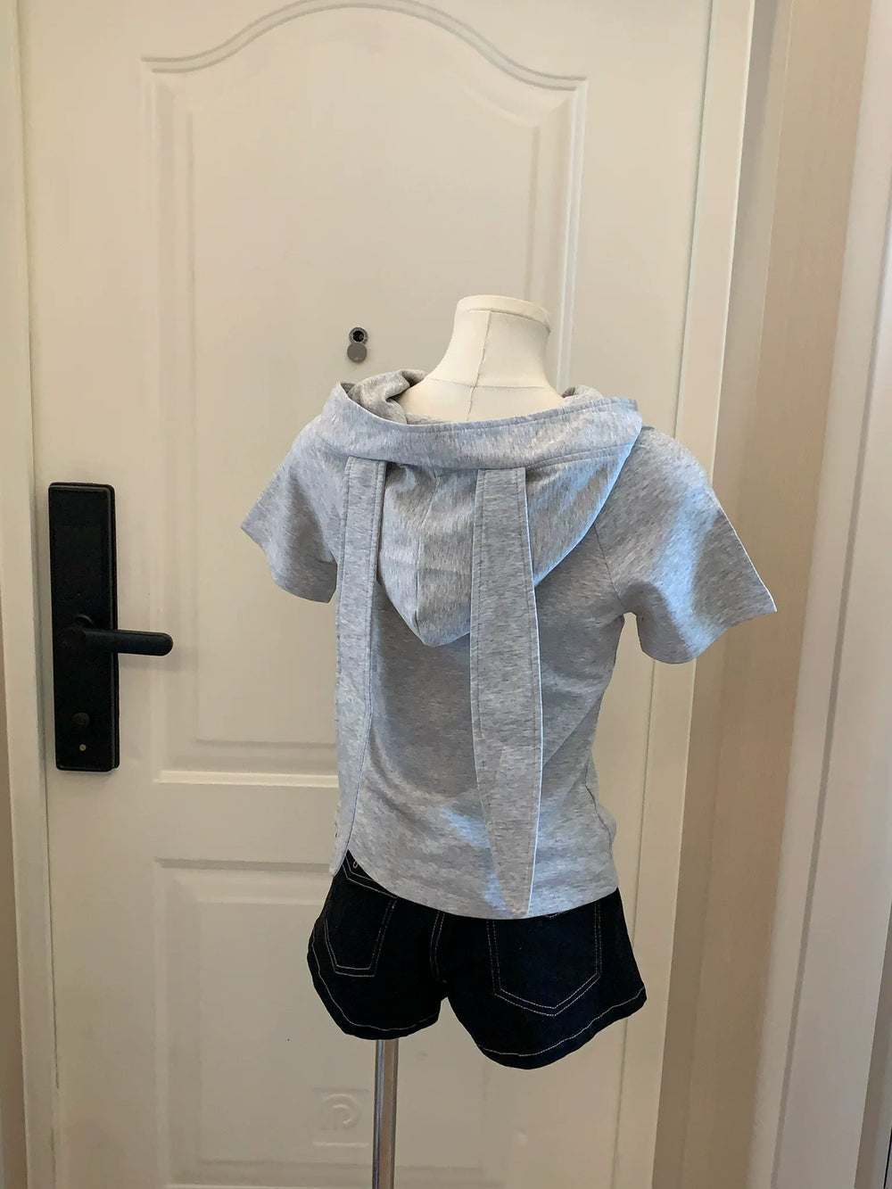 Kawaii Short Sleeve T-shirt, Bunny Ear Hooded Design 45642:856627