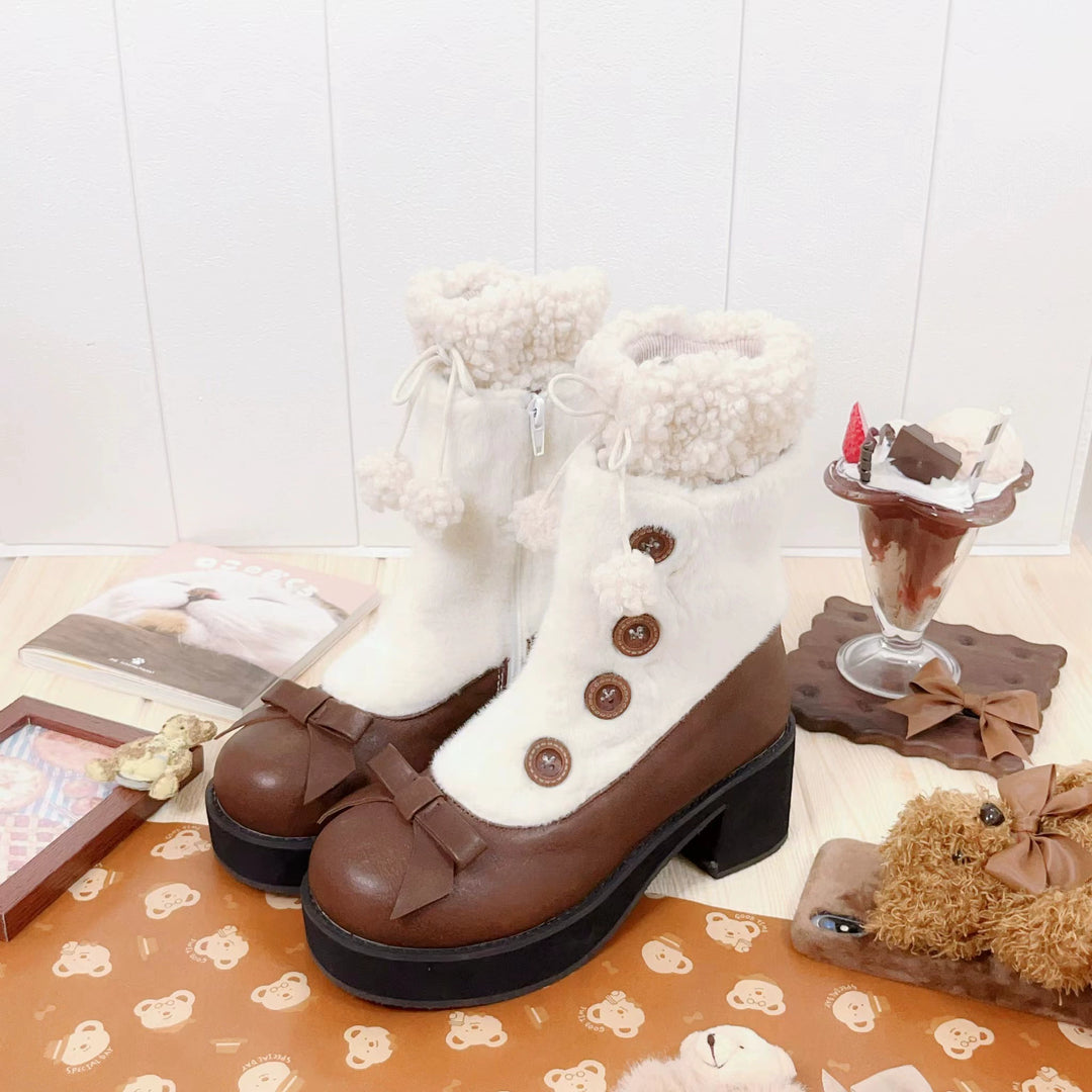 Lolita Boots Sock Mary Jane Shoes Low Heel Shoes Black Brown 32654:408040 32654:408040