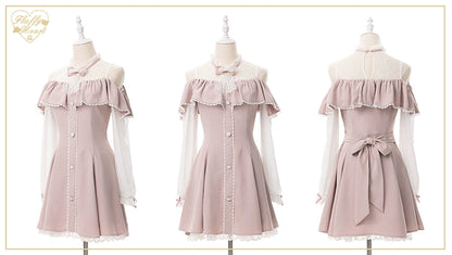 Jirai Kei Dress Set Ryousangata Dress Drop Shoulder Dress 37122:552044