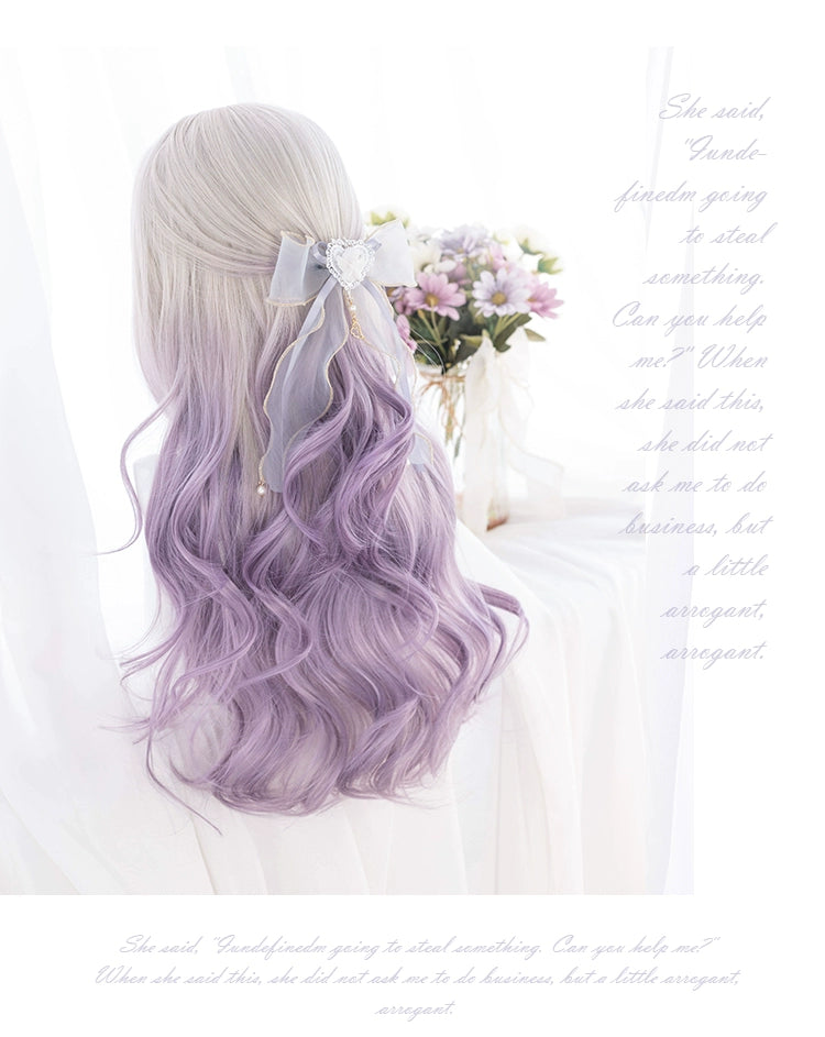 Purple Big Wave Wig Gradient Bangs Wig 31712:372964 31712:372964