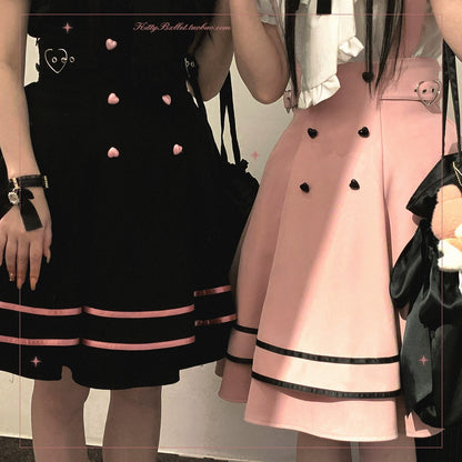 Jirai Kei Skirt Sweet Solid Color Strap Skirt 29540:487182