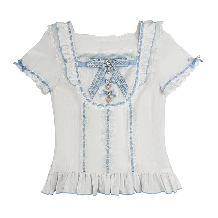 Jirai Kei Cotton Shirt, High-Waisted Suspender Skirt (2XL L M S XL / Pre-order) 45267:845209