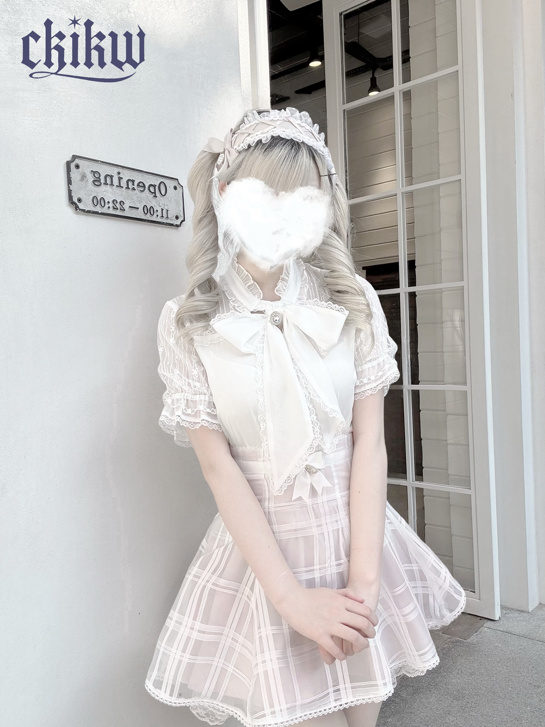 Lightweight Seiso Kei Blouse, Sheer Shoulders (White / L M S) 43723:783770