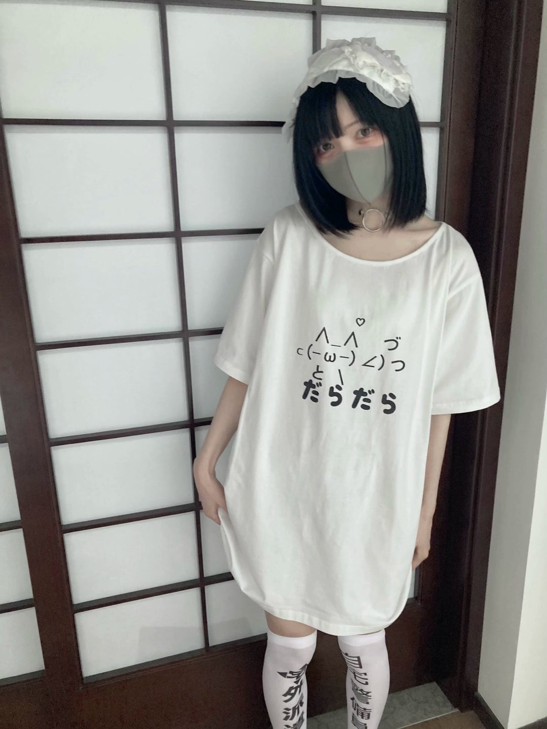 Kawaii T-shirt Emoticon Print Cotton T-shirt 37654:606492