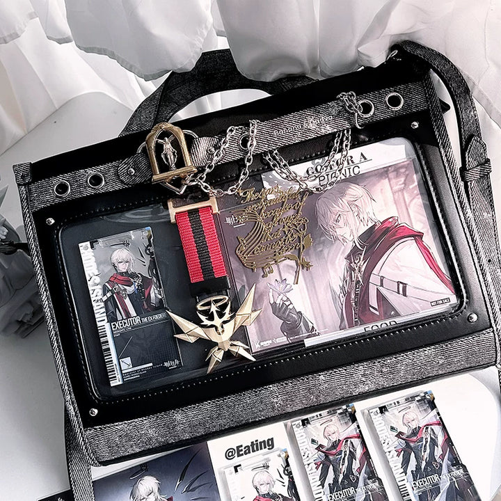 Japanese-Style Boxy Shape Ita Bag, Detachable Chain (Black) 45417:847846