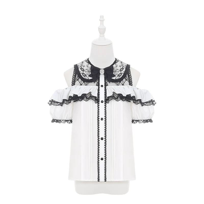 Jirai Kei Off Shoulder Blouse, Tiered Skirt (L M S) 45584:856509