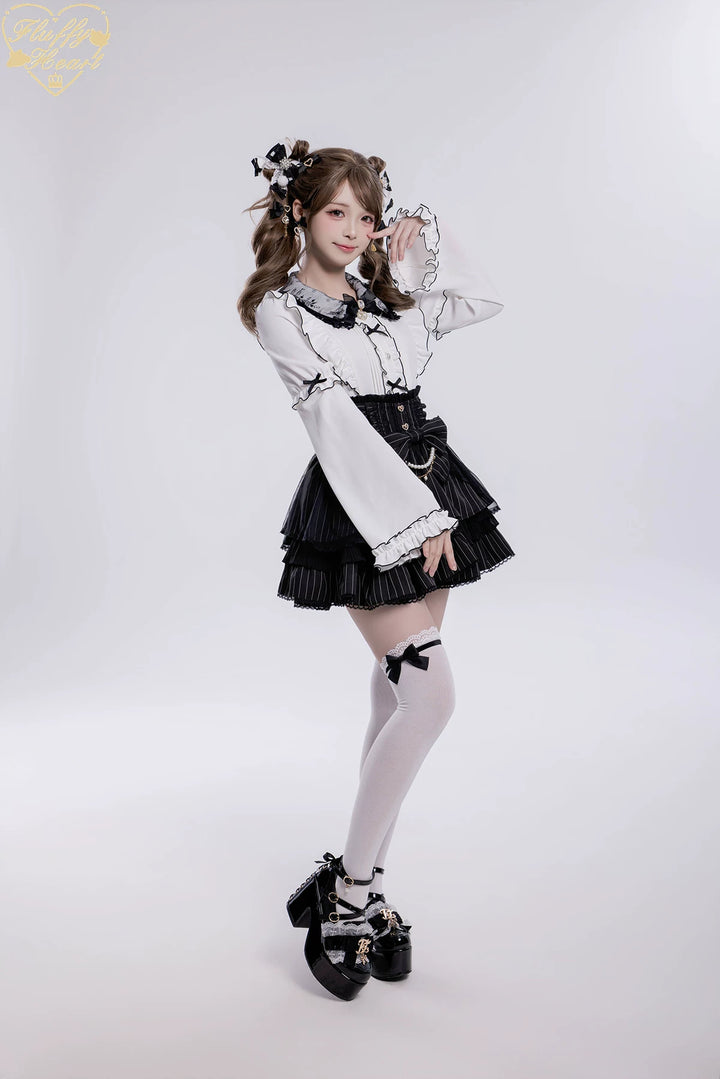Jirai Kei Lace Collar Blouse, Detachable Sleeves 45226:842163