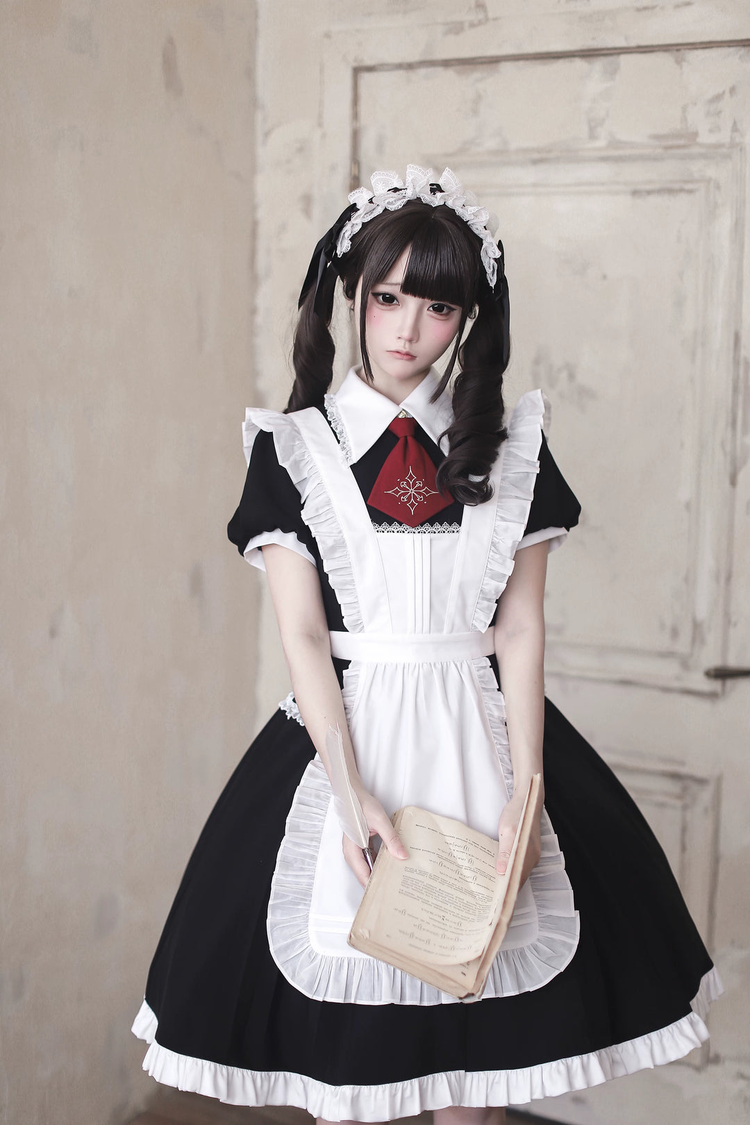 Gothic Lolita Button Closure OP Dress, Detachable Apron 44947:832424