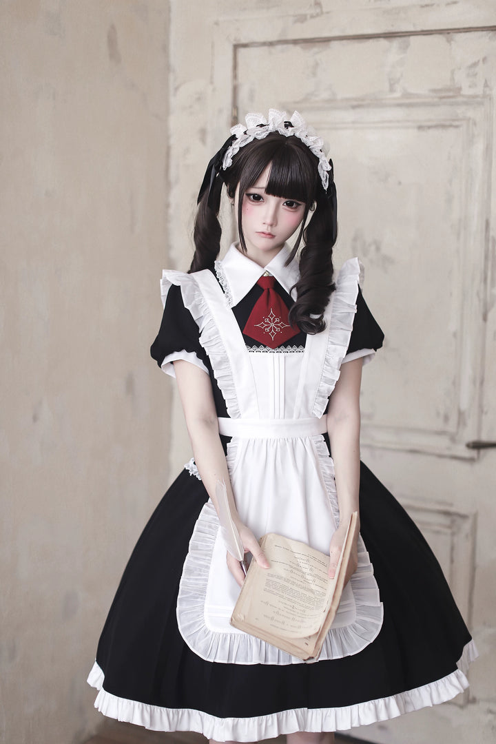 Gothic Lolita Button Closure OP Dress, Detachable Apron 44947:832424