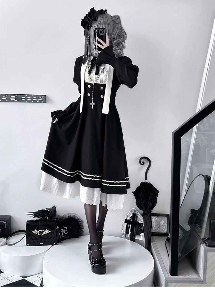 Jirai Kei Dress Halloween Nun Dress Black Dress 40334:660224