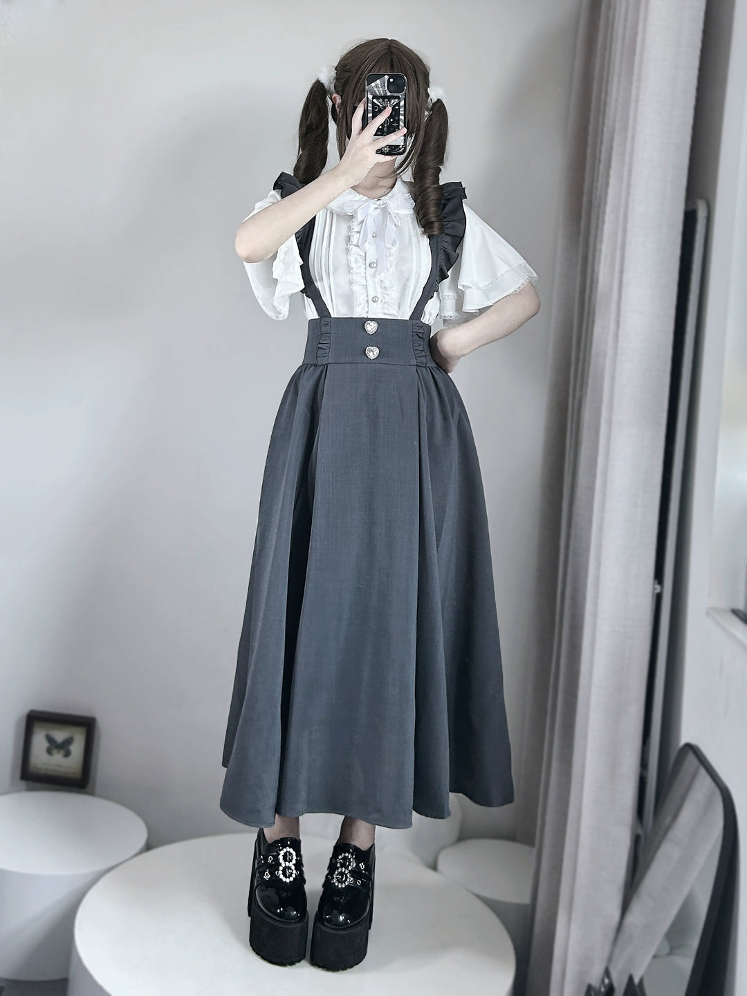 Seiso Kei Short Sleeves Blouse, Tiered Cuffs 44167:800792