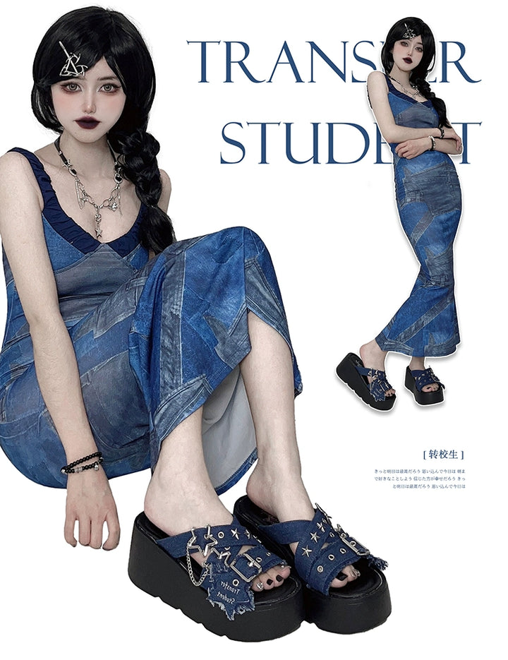 Y2K Shoes Starry Subculture Platform Sandals Punk Shoes 38048:596196