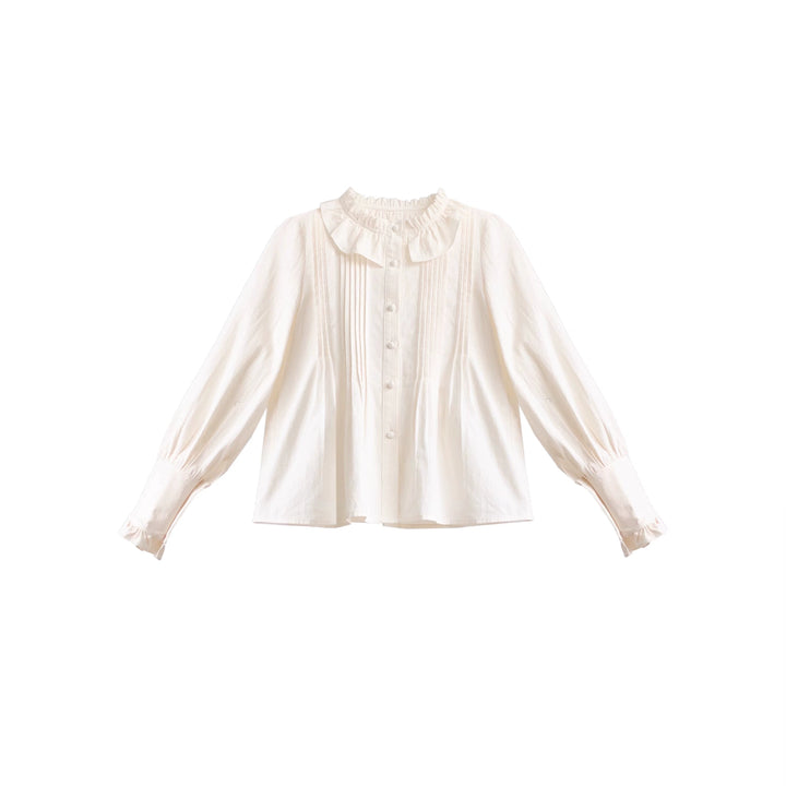 Seiso Kei Woolen Blend White Cloak, Beige Blouse (L M S XL) 44036:793369