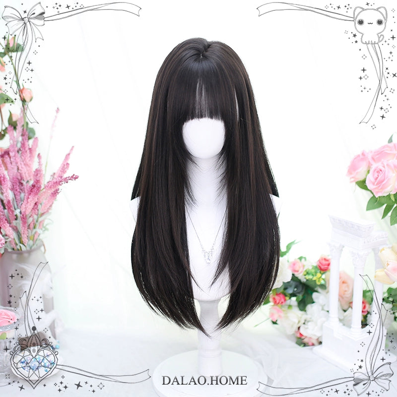 Lolita Wig Black Brown Wigs Medium Length Straight Wigs 35600:496372 35600:496372