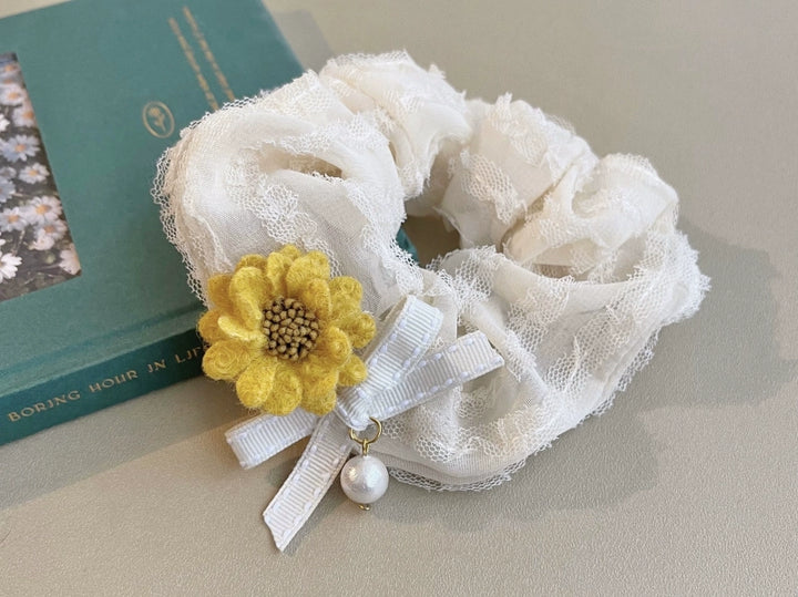 Japanese Hair Tie Handmade Sunflower Bow Scrunchy 28944:332858 28944:332858