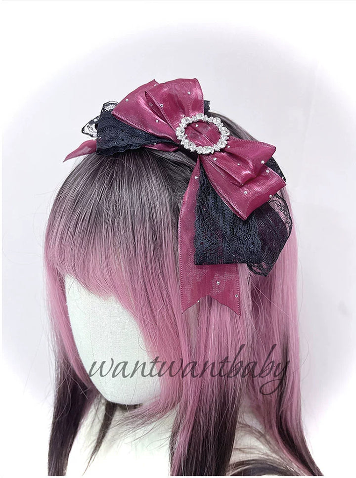 Jirai Kei Headwear Rhinestone Bow Headband With Sparkle 43297:772905