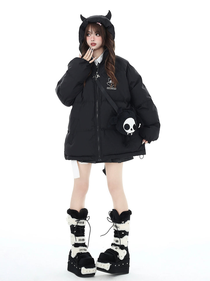 Yami Kawaii Coat Plu Size Cotton Coat Winter Black Jacket 39554:637060