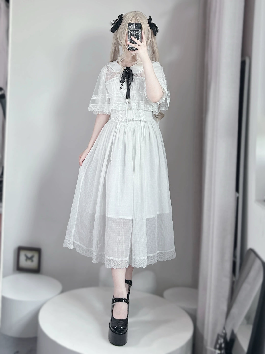 Ankle-length Seiso Kei Dress, Cape Design 43786:785307