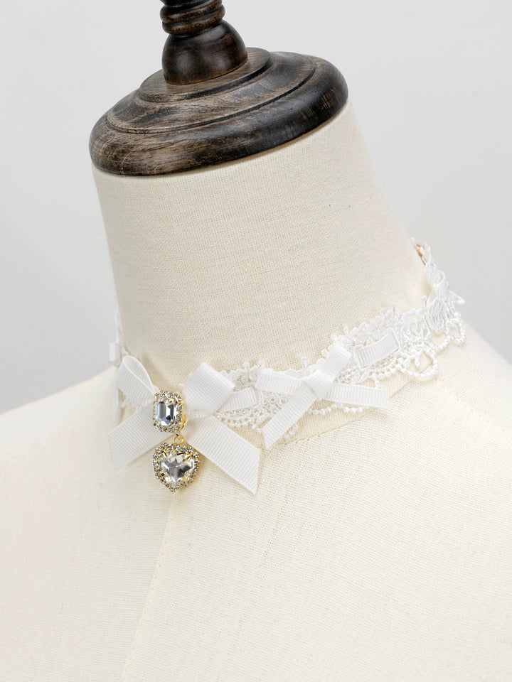 Jirai Kei Necklace Double-layered Pearl Rhinestone Choker 33806:446332