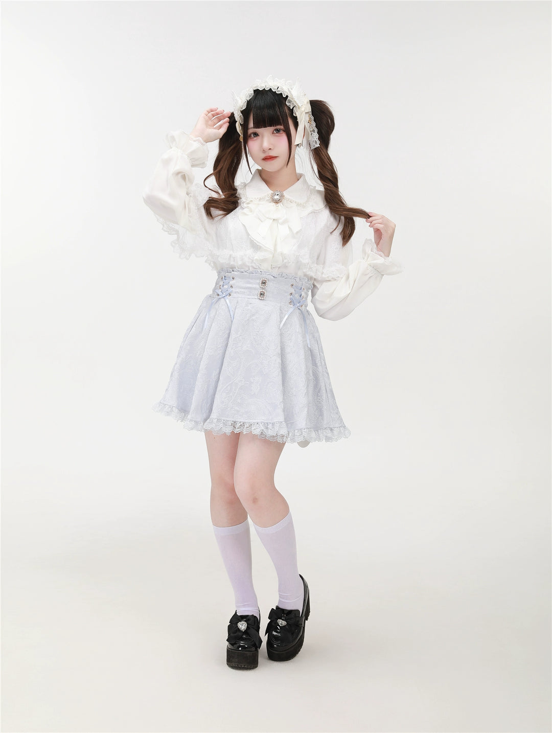 Patterned Ryousangata Suspender Skirt with Hidden Pockets 42892:757575