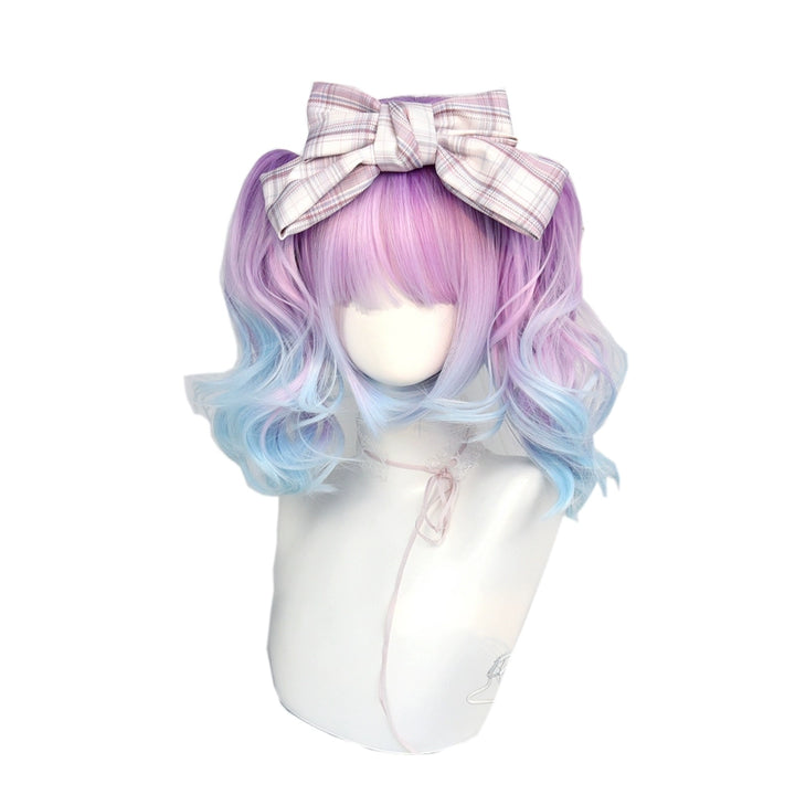 Lolita Wig Blue-Purple Bob Haircut Claw Clip Ponytails 39346:635510