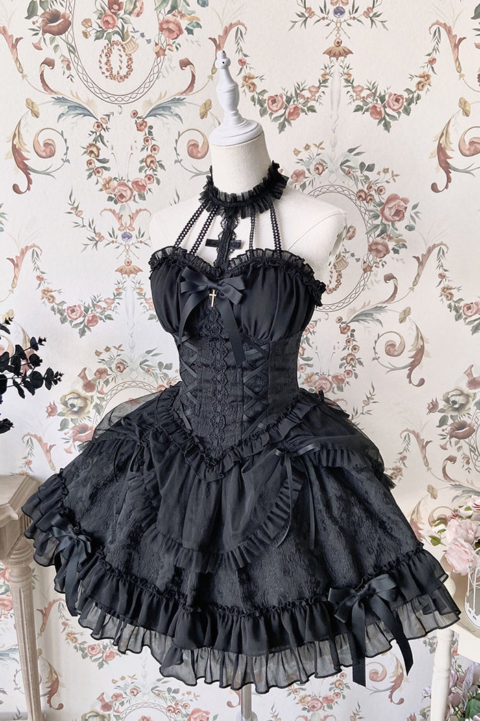 Gothic Lolita Dress Cross-Hime Halterneck Lolita Jumper Dress 35062:478541 35062:478541