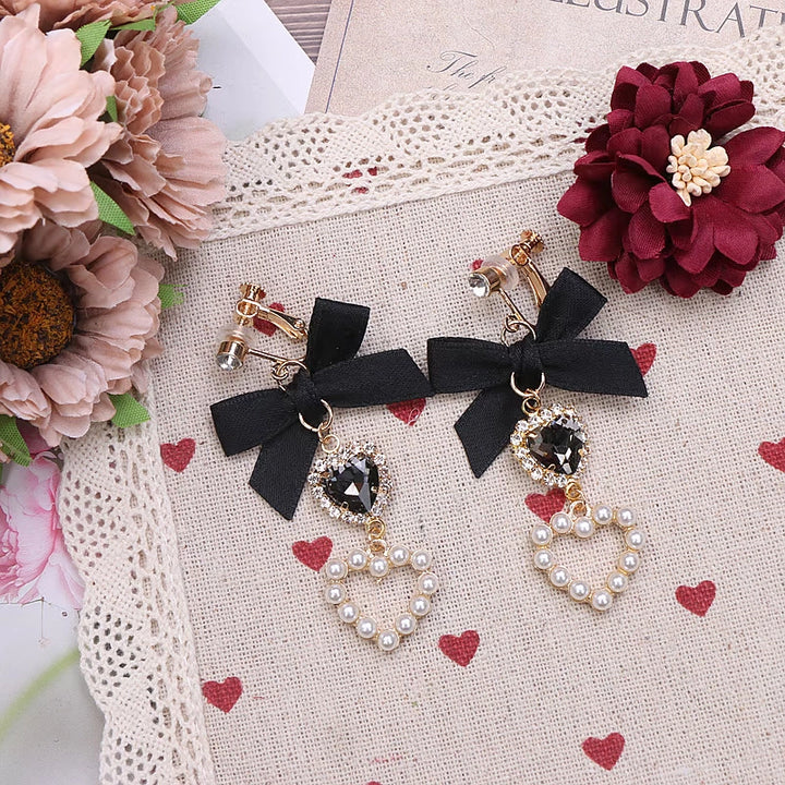 Jirai Kei Earrings Pearl Ear Clips 925 Silver Ear Studs 38104:582946