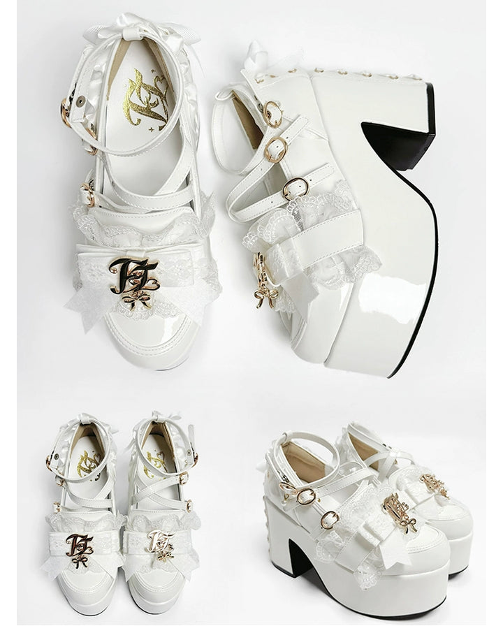 Jirai Kei High Platform Shoes, High + Mid Heel Options (35 36 37 38 39 40 41) 43617:781134