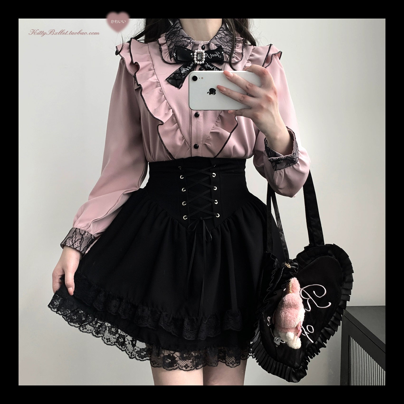 Jirai Kei Skirt High Waist Skirt Lace Up Skirt 36776:540164
