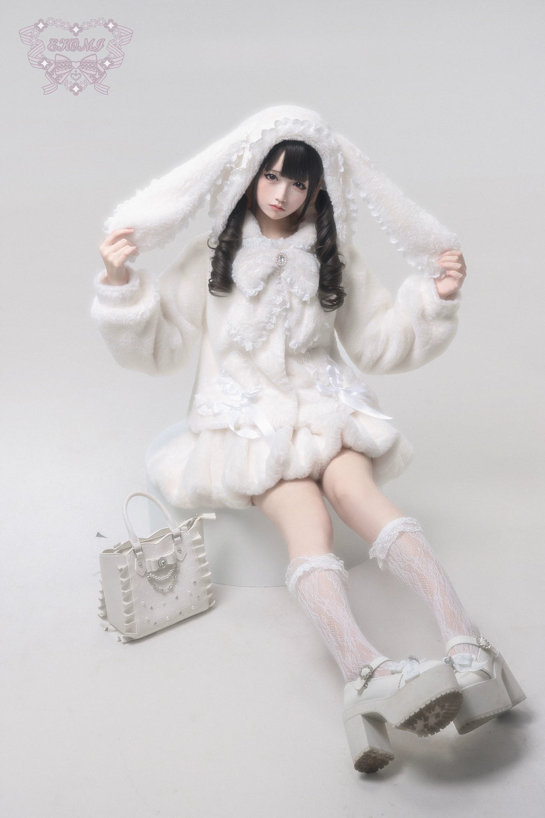 Ryousangata Winter Bunny Ear Hooded Coat Outfit 44590:814025