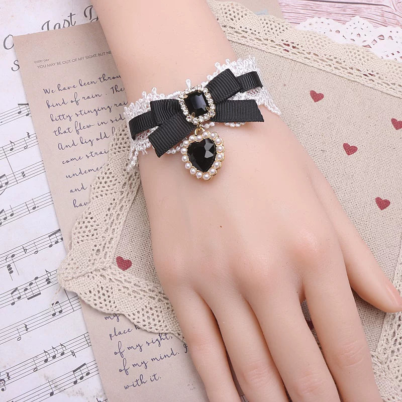 Ryousangata Heart Rhinestones Necklaces and Wrist Pieces 45072:838582