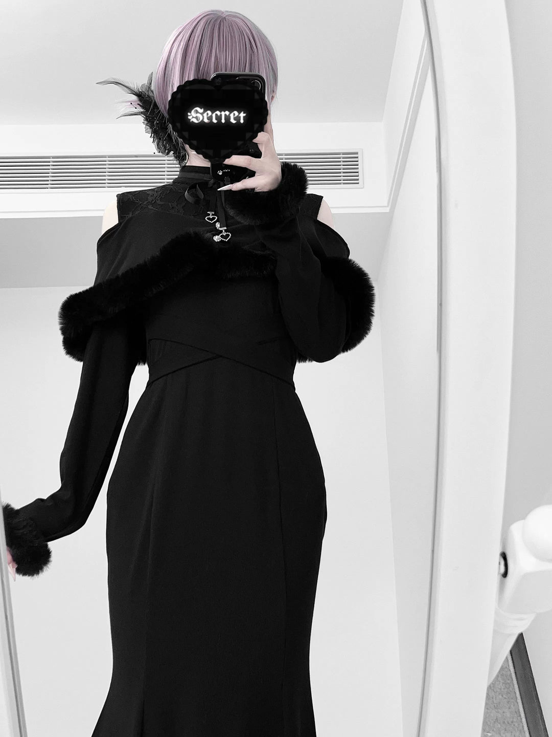 *针织长裙*虚拟天国原创设计量产型蕾服清楚系鱼尾裙日系露肩宅萌 44000:797379