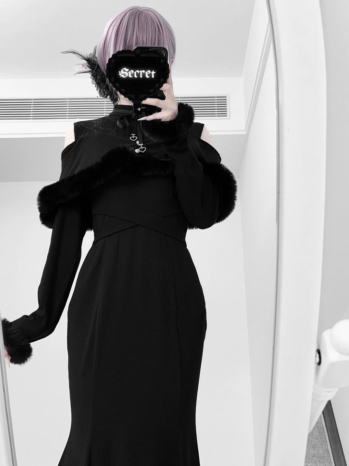 *针织长裙*虚拟天国原创设计量产型蕾服清楚系鱼尾裙日系露肩宅萌 44000:797379