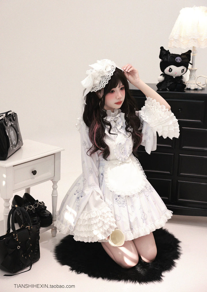Maid-Inspired Dress Outfit, Detachable Apron 44427:807848