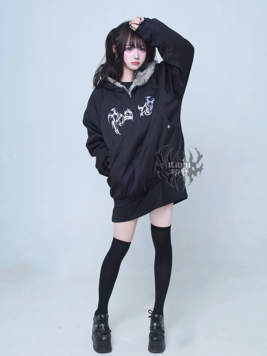 Gothic Waterproof Padded Jacket, Embroidered Pattern 44520:812633
