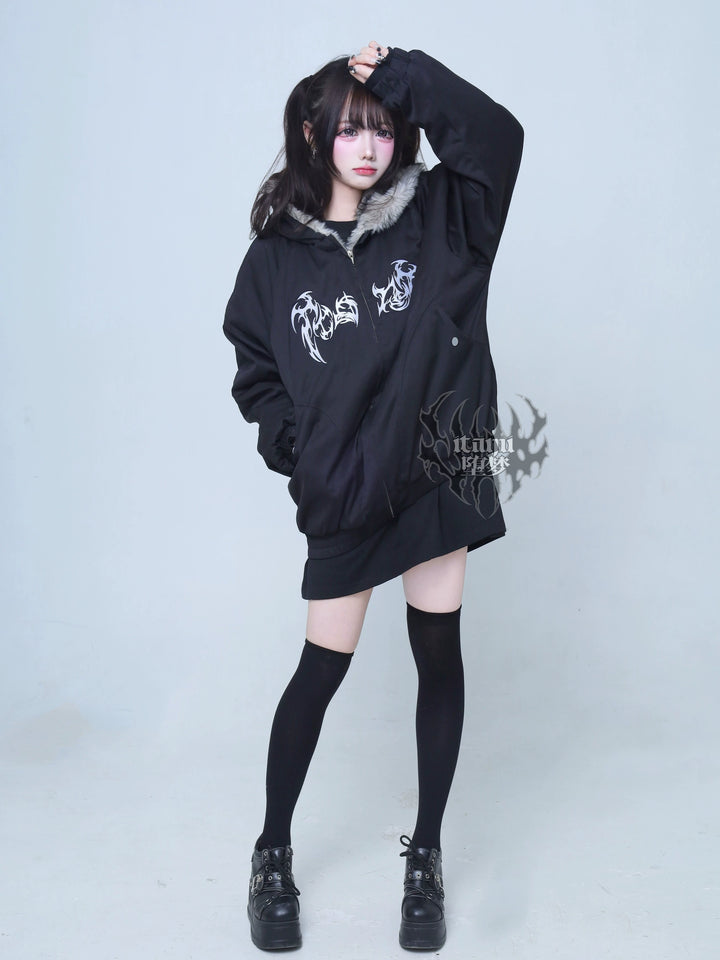 Gothic Waterproof Padded Jacket, Embroidered Pattern 44520:812633