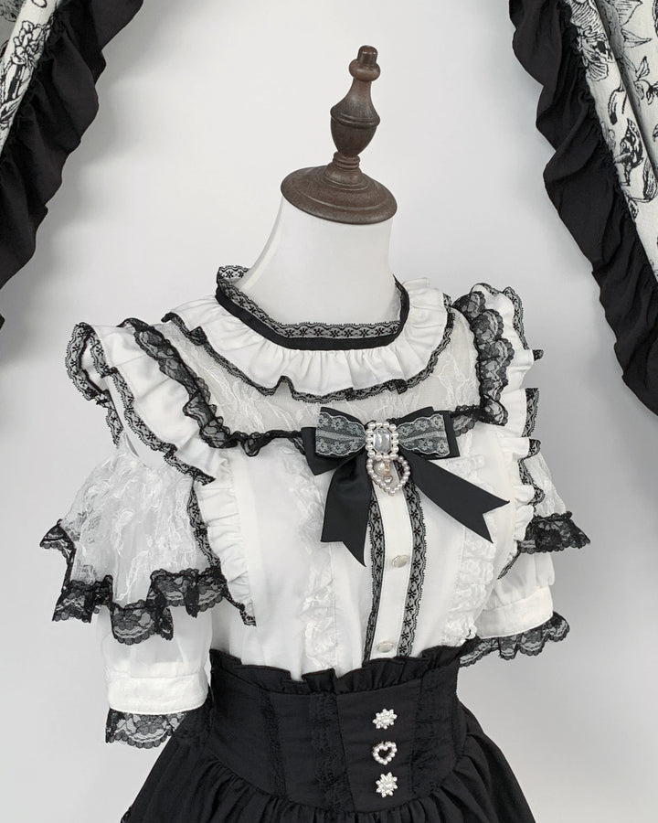 Jirai Kei Open-Shoulder Blouse with Ruffles (L M S XL) 45647:857169