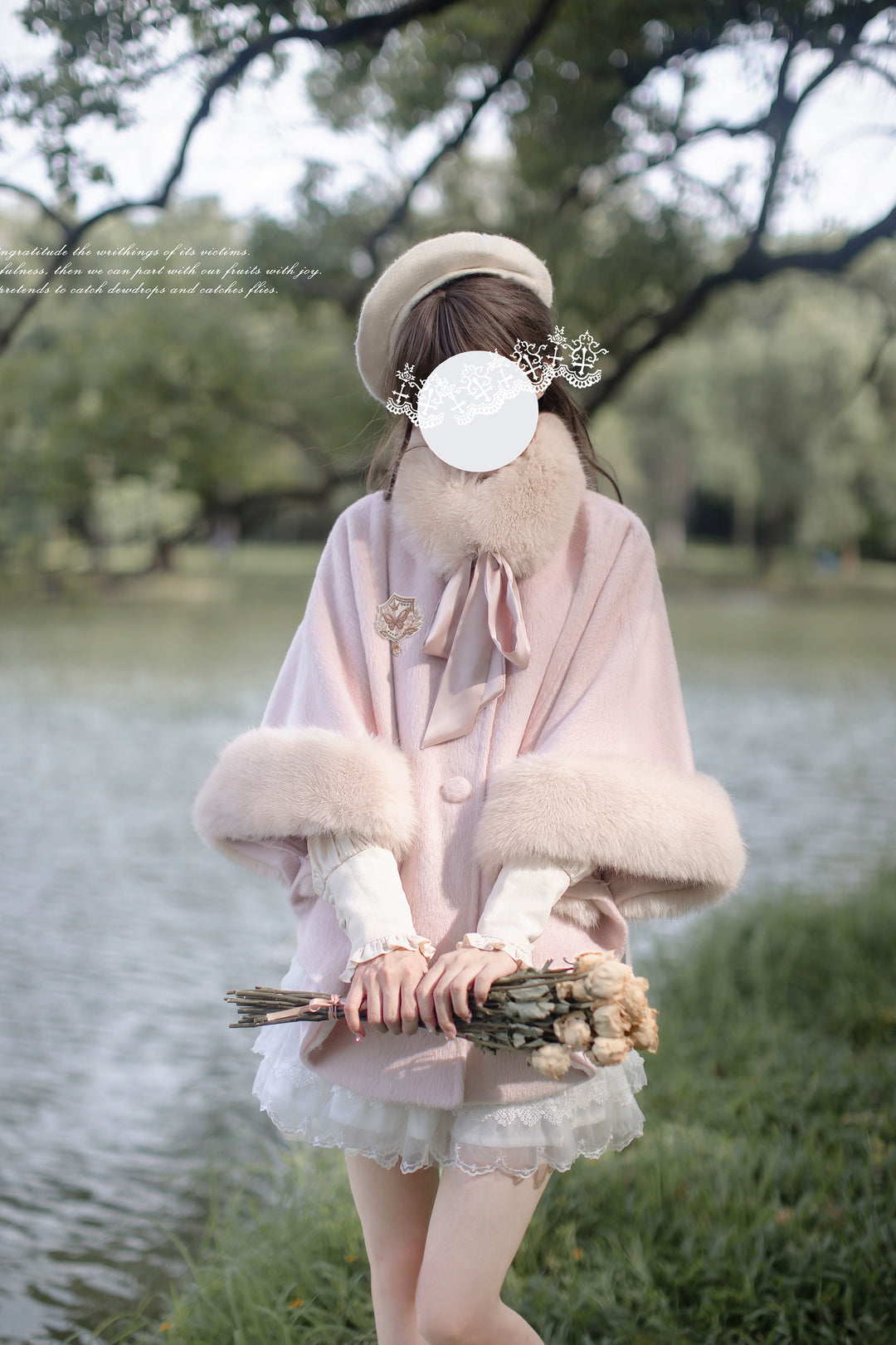 Sweet Winter Pink Cloak, Beige Blouse 44038:793617