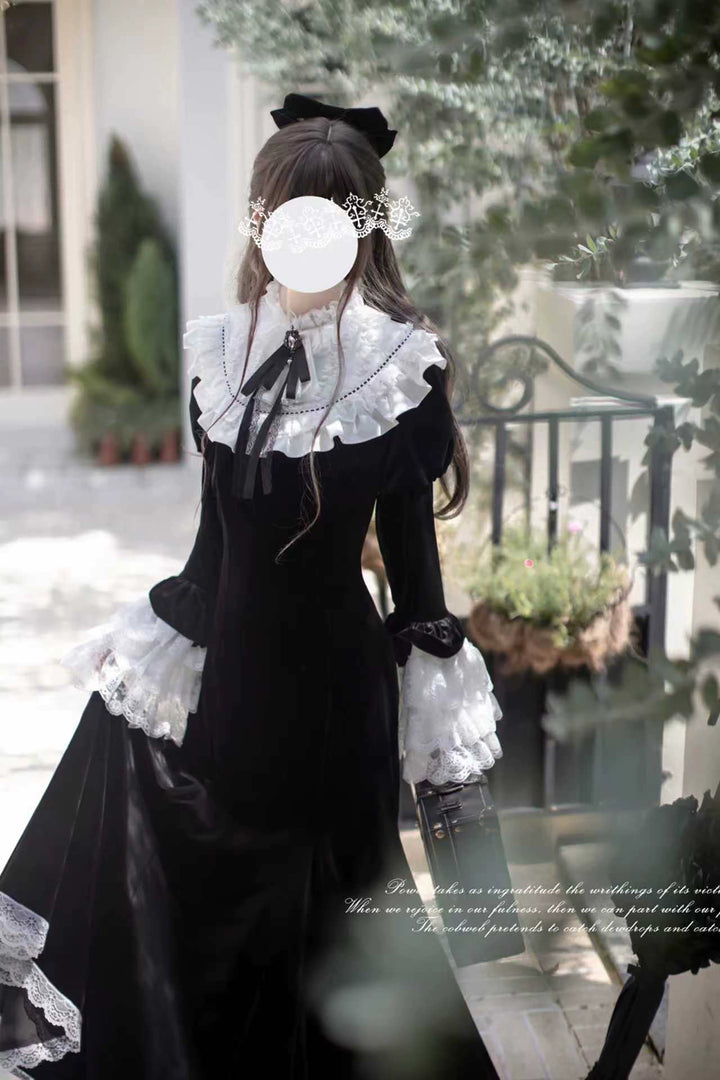 Gothic Mermaid Dress, Tiered Flared Cuffs 44122:797058