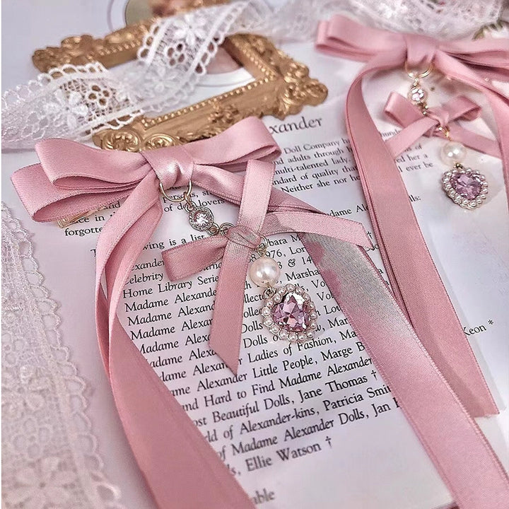 Jirai Kei Barrette With Bow and Rhinestone Lolita Hairclip 35640:500370 35640:500370