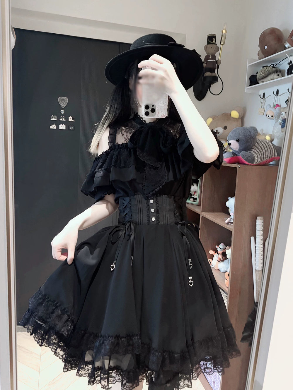 Summer Jirai Kei Outfit, Chest Lace Flounce Hem 45699:858952