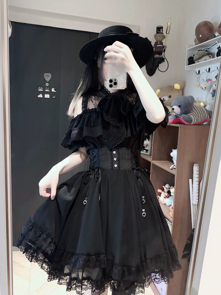 Summer Jirai Kei Outfit, Chest Lace Flounce Hem 45699:858952
