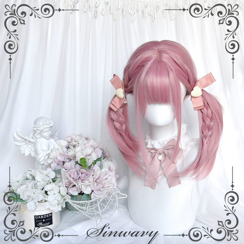 Lolita Wig Pink Mid-length Wig Girly Detachable Ponytail Wig 38890:605634