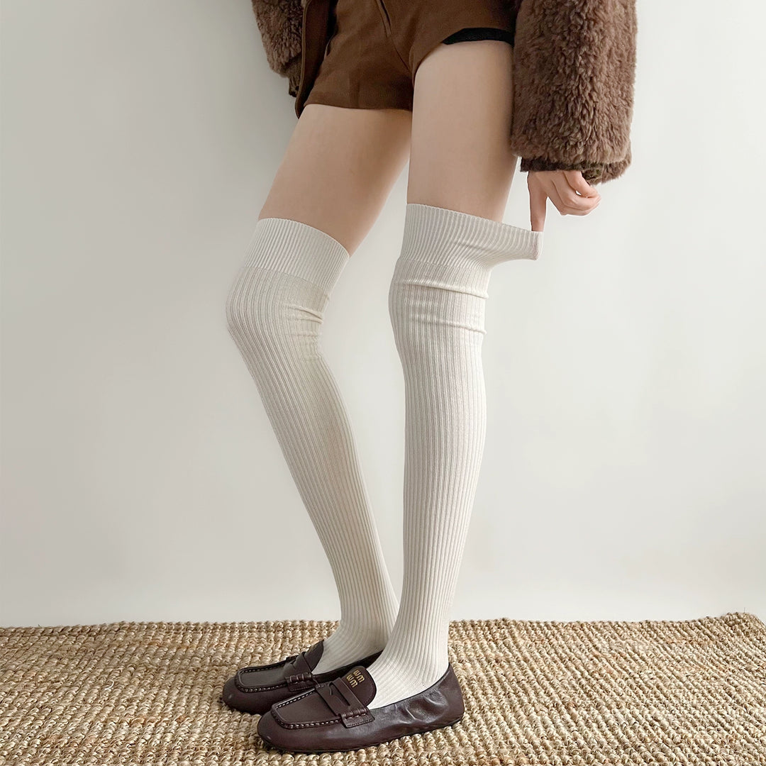 Japanese Style Solid Socks, Calf and Over-knee Styles 44076:795813