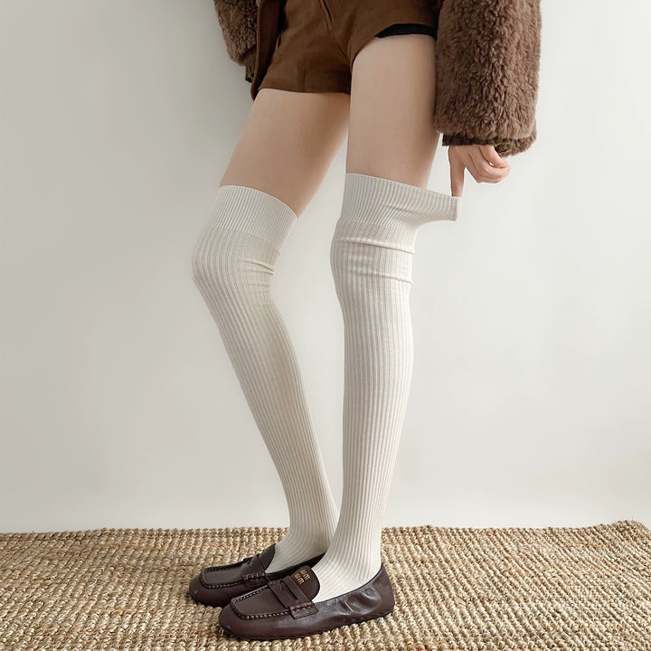 Japanese Style Solid Socks, Calf and Over-knee Styles 44076:795813