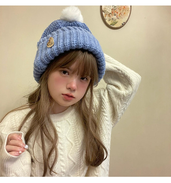 Warm Knitted Hat Thick Woolen Cap Winter Cold Hat 39338:620394