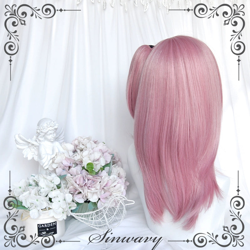 Lolita Wig Pink Mid-length Wig Girly Detachable Ponytail Wig 38890:605672