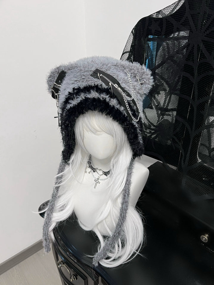 Jirai Kei Hat Bear Hat Winter Hat Fluffy Knitted Cap 40306:661300