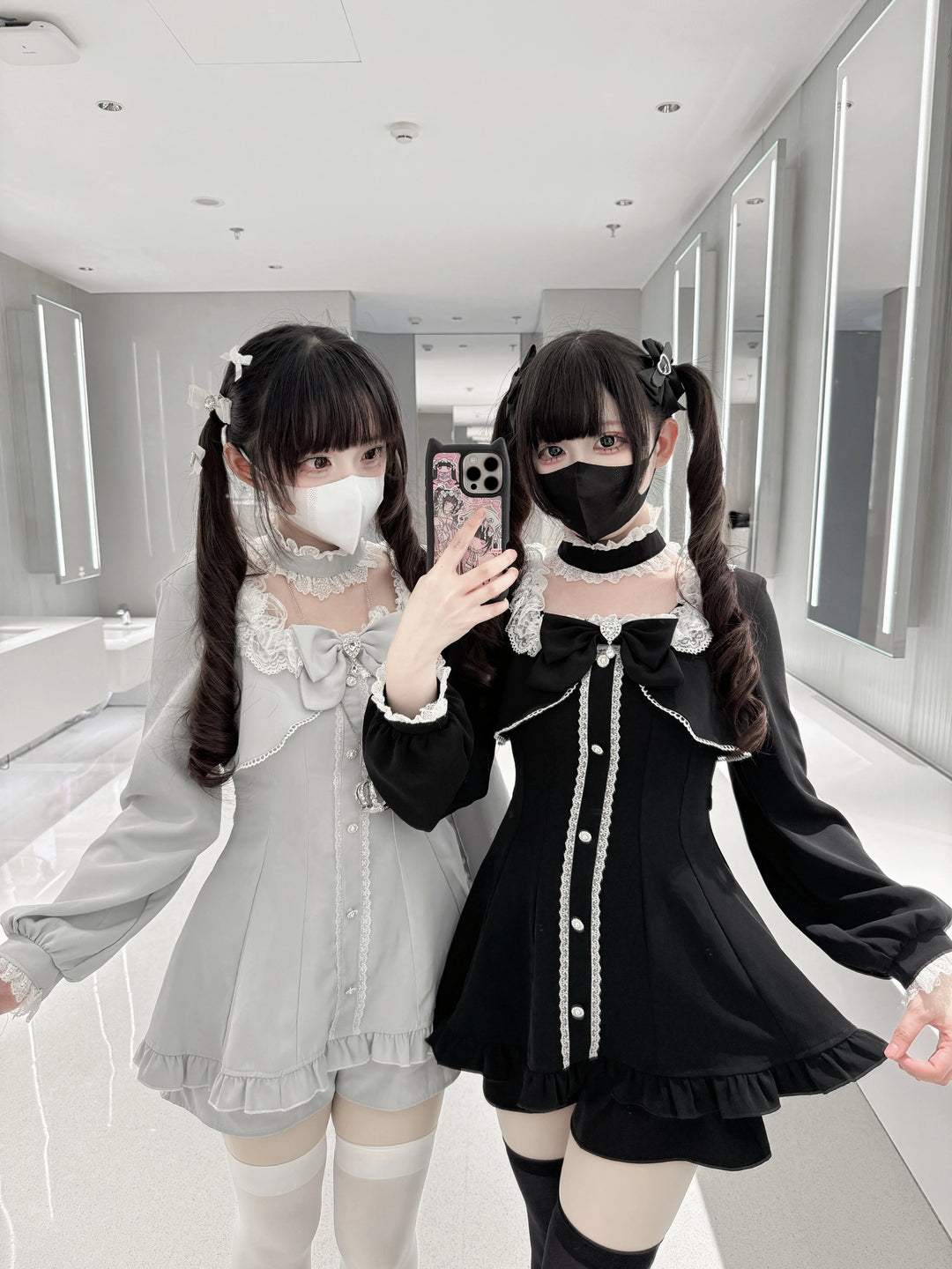 Jirai Kei Long Sleeves Dress, Pocketed Shorts 44197:808122